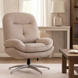 Fotel Wypoczynkowy Obrotowy MESA do Salonu Beżowy Nowoczesny