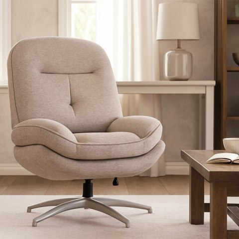 Fotel Wypoczynkowy Obrotowy MESA do Salonu Beżowy Nowoczesny