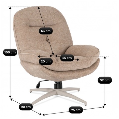 Fotel Wypoczynkowy Obrotowy MESA do Salonu Beżowy Nowoczesny