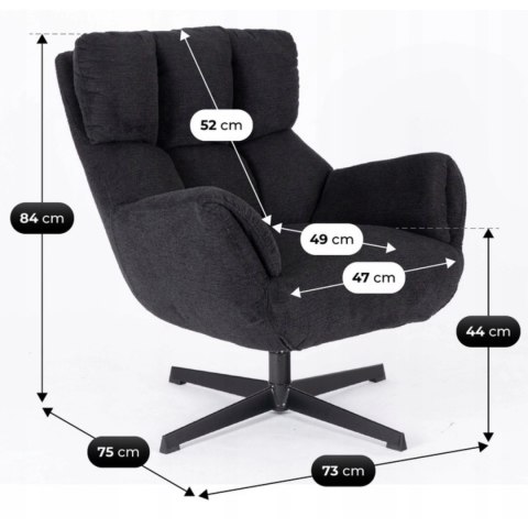 Fotel Wypoczynkowy Obrotowy REAL Czarny
