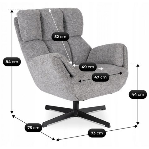 Fotel Wypoczynkowy Obrotowy REAL Szary
