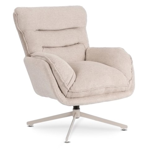 Fotel Wypoczynkowy Obrotowy PASADENA z Podnóżkiem Kremowy Nowoczesny