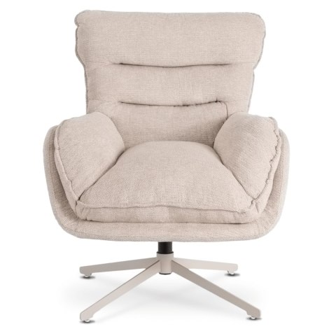 Fotel Wypoczynkowy Obrotowy PASADENA z Podnóżkiem Kremowy Nowoczesny