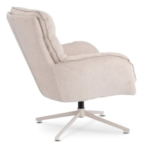 Fotel Wypoczynkowy Obrotowy PASADENA z Podnóżkiem Kremowy Nowoczesny