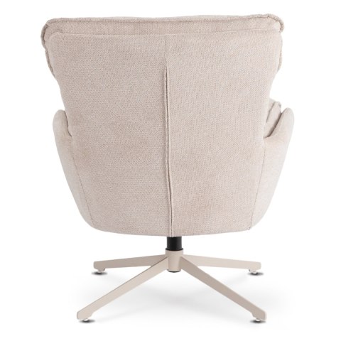 Fotel Wypoczynkowy Obrotowy PASADENA z Podnóżkiem Kremowy Nowoczesny