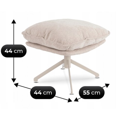 Fotel Wypoczynkowy Obrotowy PASADENA z Podnóżkiem Kremowy Nowoczesny