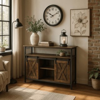 Komoda ARLO 100 cm z Półkami Dąb Rustykalny/Czarny Loftowa