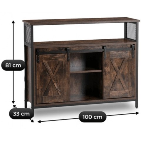 Komoda ARLO 100 cm z Półkami Dąb Rustykalny/Czarny Loftowa