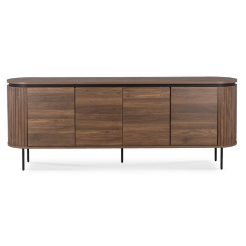 Komoda do Salonu BECK 200 cm Orzech Czterodrzwiowa Ryflowana Nowoczesna