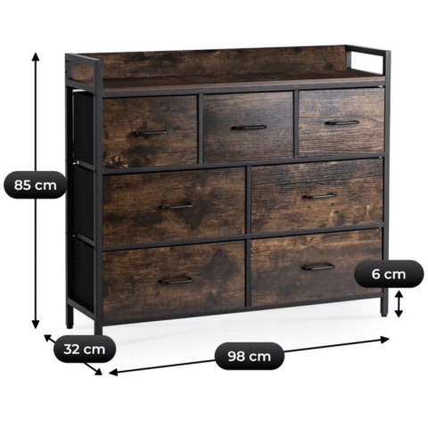 Komoda z Szufladami HUDSON 98 cm Dąb Rustykalny/Czarny Loftowa