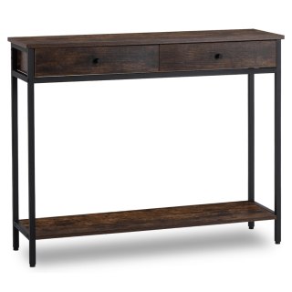 Konsola z Szufladami EVERLY 100 cm do Przedpokoju Dąb Rustykalny/Czarny Loft