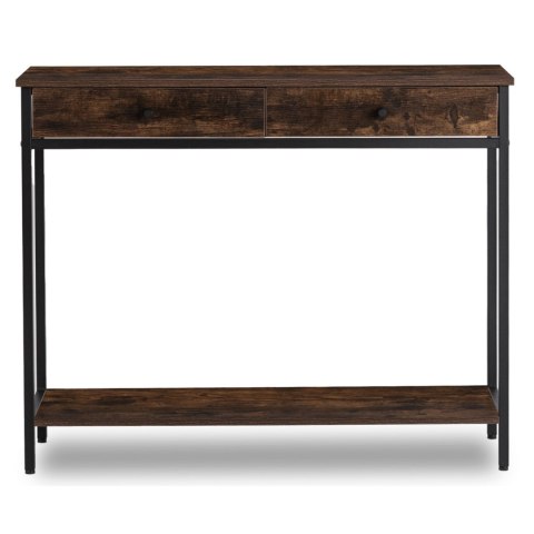 Konsola z Szufladami EVERLY 100 cm do Przedpokoju Dąb Rustykalny/Czarny Loft