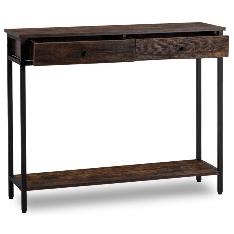 Konsola z Szufladami EVERLY 100 cm do Przedpokoju Dąb Rustykalny/Czarny Loft