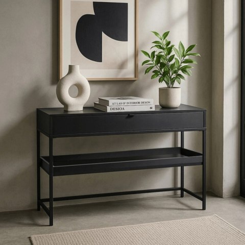 Konsola do Przedpokoju RUBY 100 cm z Półką Czarna Nowoczesna