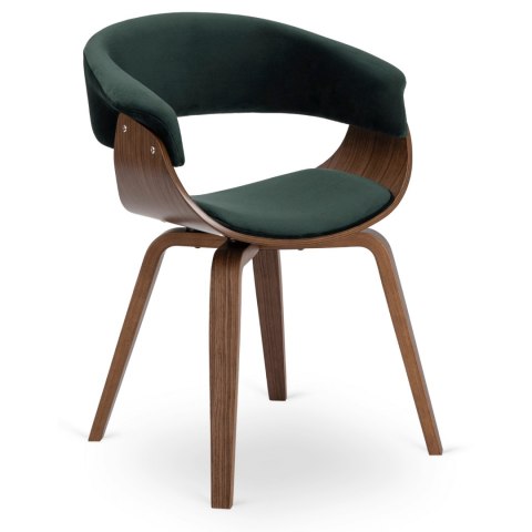 Krzesło GARY Welurowe Zielone/Orzech