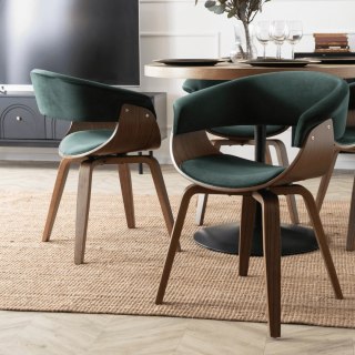 Krzesło GARY Welurowe Zielone/Orzech