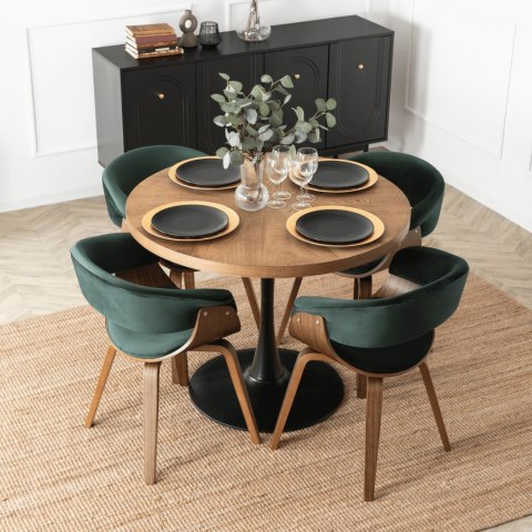 Krzesło GARY Welurowe Zielone/Orzech