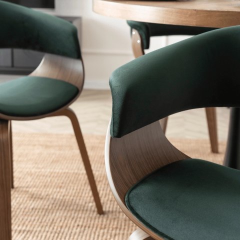 Krzesło GARY Welurowe Zielone/Orzech