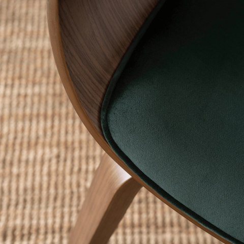 Krzesło GARY Welurowe Zielone/Orzech