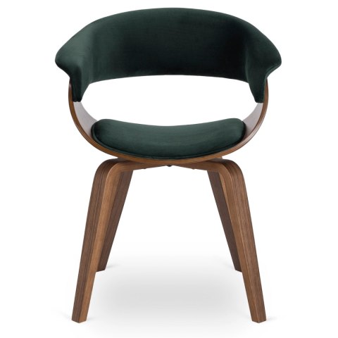 Krzesło GARY Welurowe Zielone/Orzech