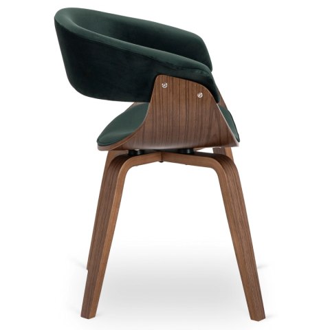 Krzesło GARY Welurowe Zielone/Orzech
