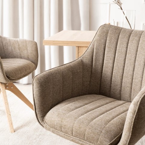 Krzesło Tapicerowane Obrotowe do Salonu LEMON Beżowe Nowoczesne Skandynawskie