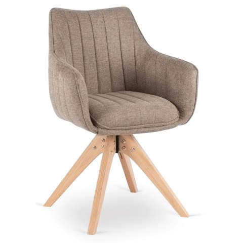 Krzesło Tapicerowane Obrotowe do Salonu LEMON Beżowe Nowoczesne Skandynawskie