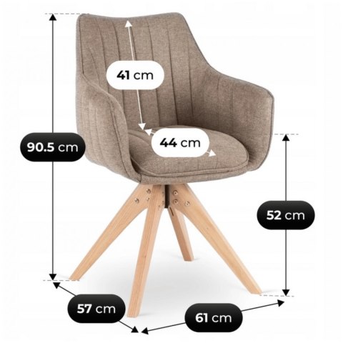 Krzesło Tapicerowane Obrotowe do Salonu LEMON Beżowe Nowoczesne Skandynawskie