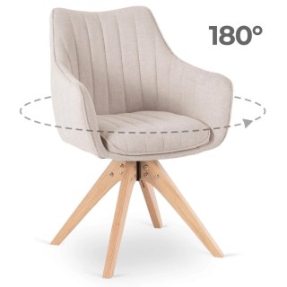 Krzesło Tapicerowane Obrotowe do Salonu LEMON Jasnobeżowe Nowoczesne Skandynawskie