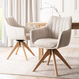 Krzesło Tapicerowane Obrotowe do Salonu LEMON Jasnobeżowe Nowoczesne Skandynawskie