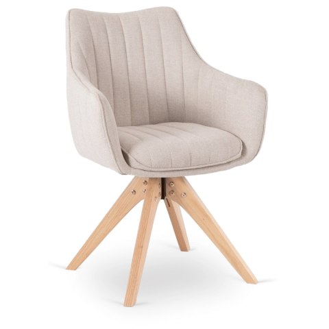 Krzesło Tapicerowane Obrotowe do Salonu LEMON Jasnobeżowe Nowoczesne Skandynawskie