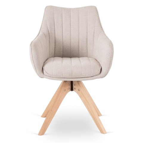 Krzesło Tapicerowane Obrotowe do Salonu LEMON Jasnobeżowe Nowoczesne Skandynawskie