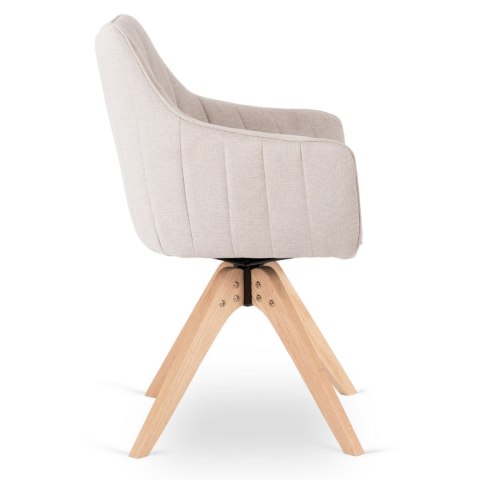 Krzesło Tapicerowane Obrotowe do Salonu LEMON Jasnobeżowe Nowoczesne Skandynawskie