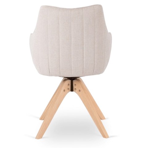 Krzesło Tapicerowane Obrotowe do Salonu LEMON Jasnobeżowe Nowoczesne Skandynawskie