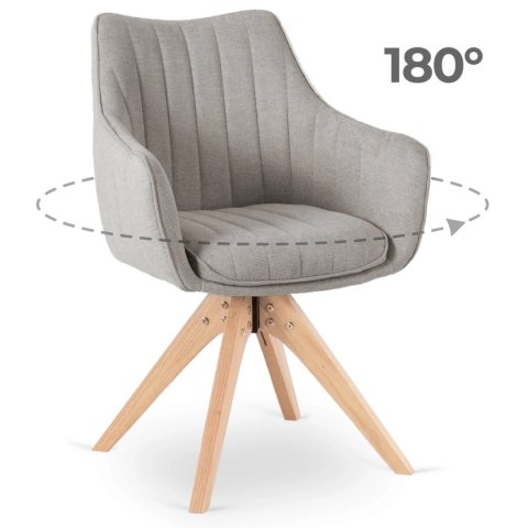 Krzesło Tapicerowane Obrotowe do Salonu LEMON Szare Nowoczesne Skandynawskie