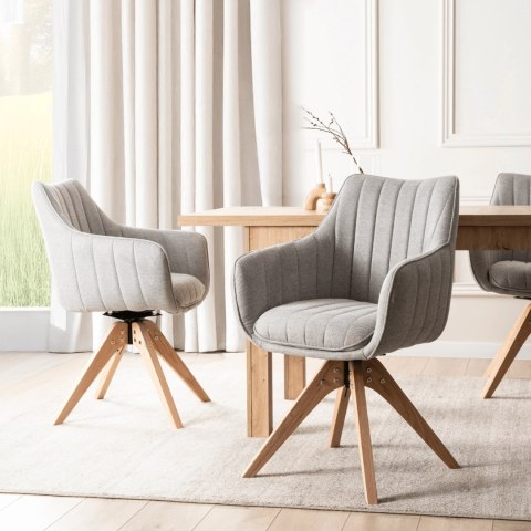 Krzesło Tapicerowane Obrotowe do Salonu LEMON Szare Nowoczesne Skandynawskie