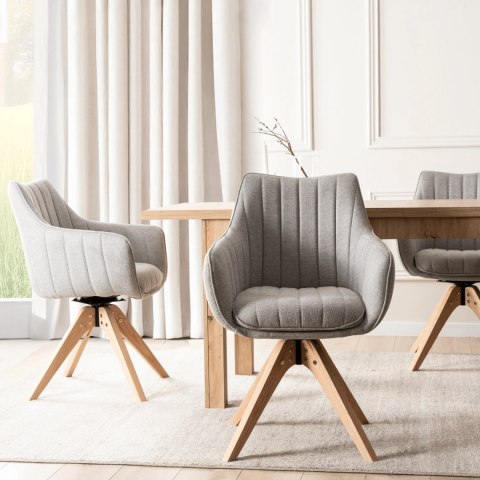 Krzesło Tapicerowane Obrotowe do Salonu LEMON Szare Nowoczesne Skandynawskie