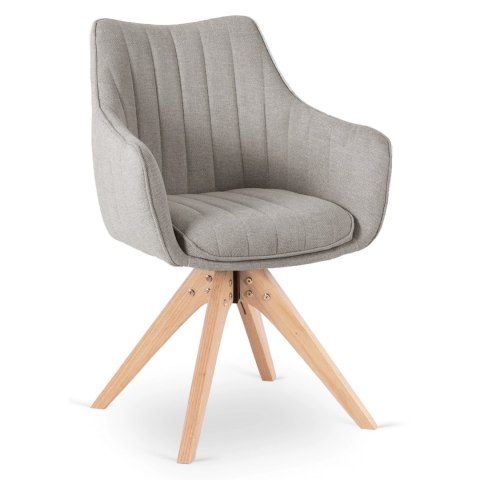 Krzesło Tapicerowane Obrotowe do Salonu LEMON Szare Nowoczesne Skandynawskie