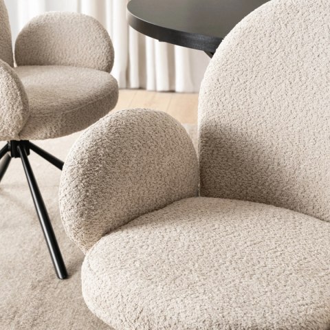 Krzesło Tapicerowane Obrotowe do Salonu MUSSO Beżowe Nowoczesne