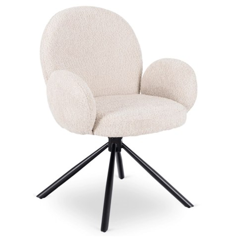 Krzesło Tapicerowane Obrotowe do Salonu MUSSO Beżowe Nowoczesne