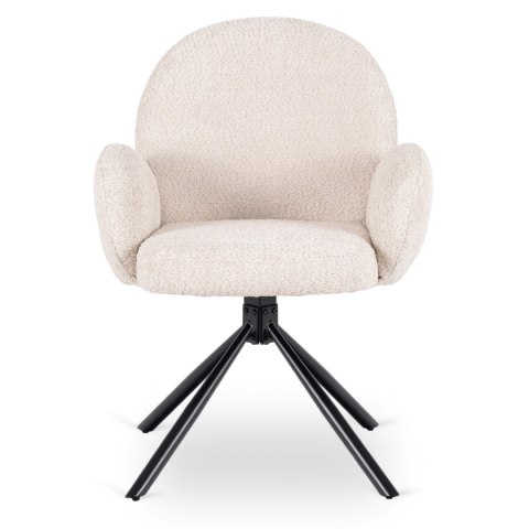 Krzesło Tapicerowane Obrotowe do Salonu MUSSO Beżowe Nowoczesne