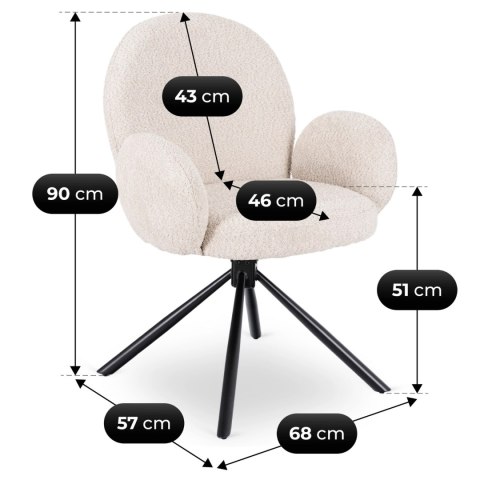 Krzesło Tapicerowane Obrotowe do Salonu MUSSO Beżowe Nowoczesne