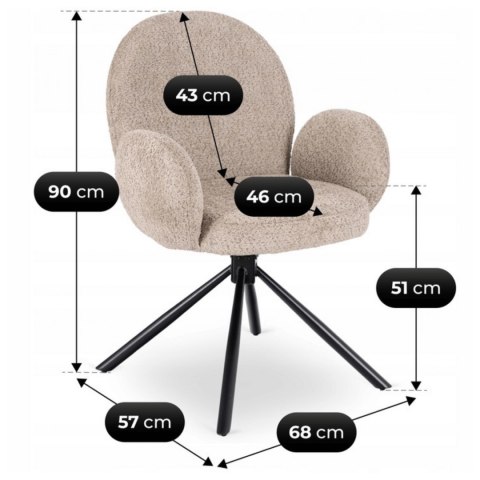 Krzesło Obrotowe MUSSO Brązowe Boucle