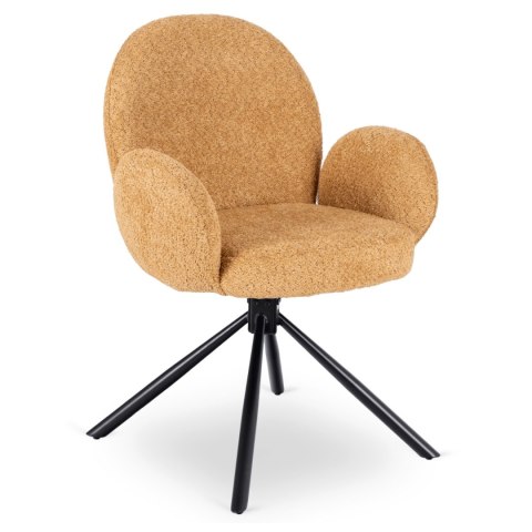 Krzesło Tapicerowane Obrotowe do Salonu MUSSO Musztardowe Nowoczesne