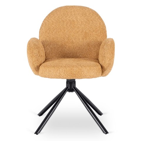 Krzesło Tapicerowane Obrotowe do Salonu MUSSO Musztardowe Nowoczesne