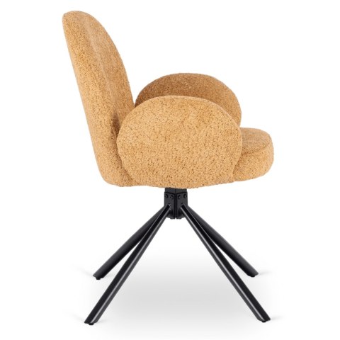 Krzesło Tapicerowane Obrotowe do Salonu MUSSO Musztardowe Nowoczesne
