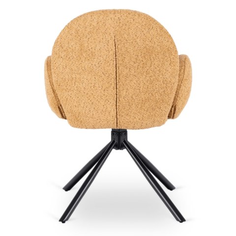 Krzesło Tapicerowane Obrotowe do Salonu MUSSO Musztardowe Nowoczesne