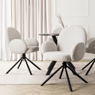 Krzesło Tapicerowane Obrotowe do Salonu MUSSO Szare Nowoczesne