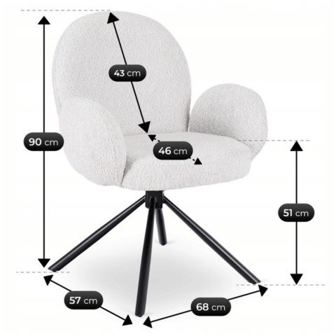 Krzesło Tapicerowane Obrotowe do Salonu MUSSO Szare Nowoczesne