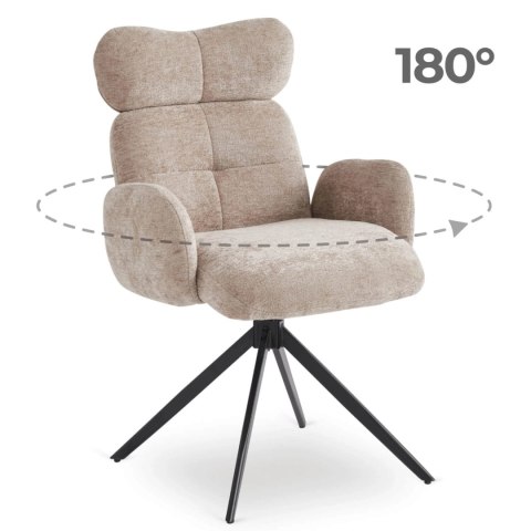 Krzesło Obrotowe do Salonu ALVARO Beżowe Boucle